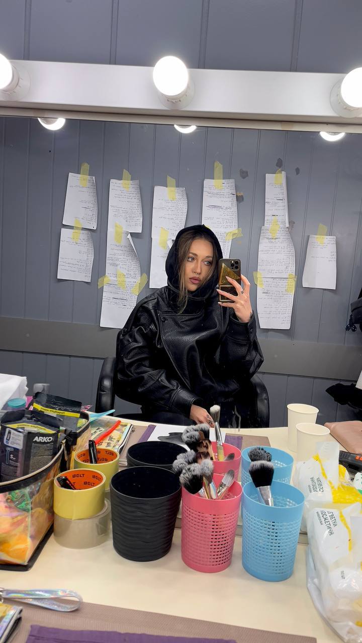Natali Raievska backstage in makeup room — sent via Telegram